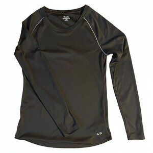 Champion women’s semi-fitted stretchy base layer black shirt, black, medium